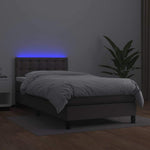 Szürke műbőr rugós ágy matraccal és LED-del 80 x 200 cm 4