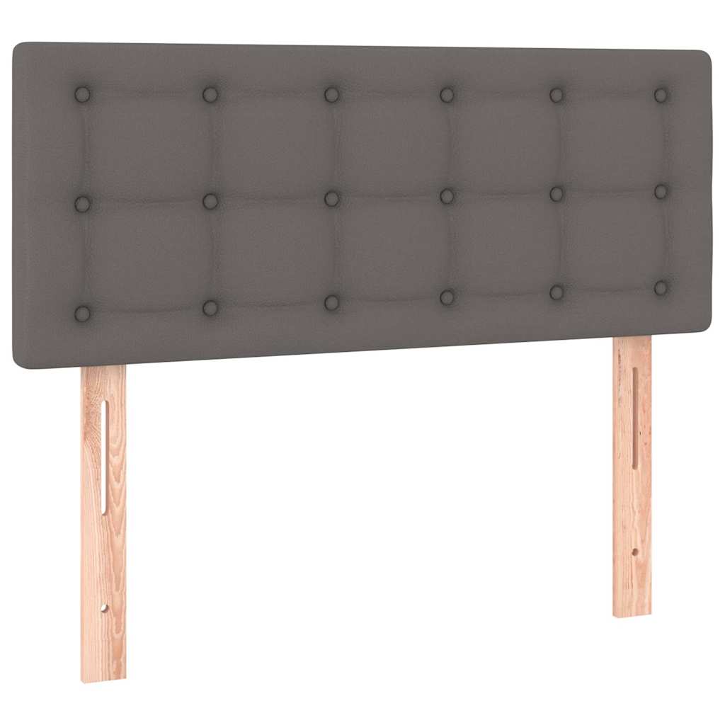 Szürke műbőr rugós ágy matraccal és LED-del 80 x 200 cm 7