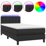 Fekete műbőr rugós ágy matraccal és LED-del 100x200 cm 2
