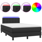 Fekete műbőr rugós ágy matraccal és LED-del 120x200 cm 2