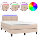 Cappuccino színű műbőr rugós ágy matraccal és LED-del 120x200cm 2
