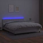 Fehér műbőr rugós ágy matraccal és LED-del 160x200 cm 4