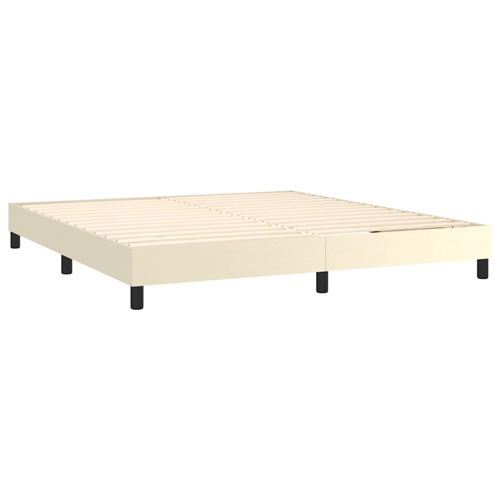 Krémszínű műbőr rugós ágy matraccal és LED-del 160x200 cm 6
