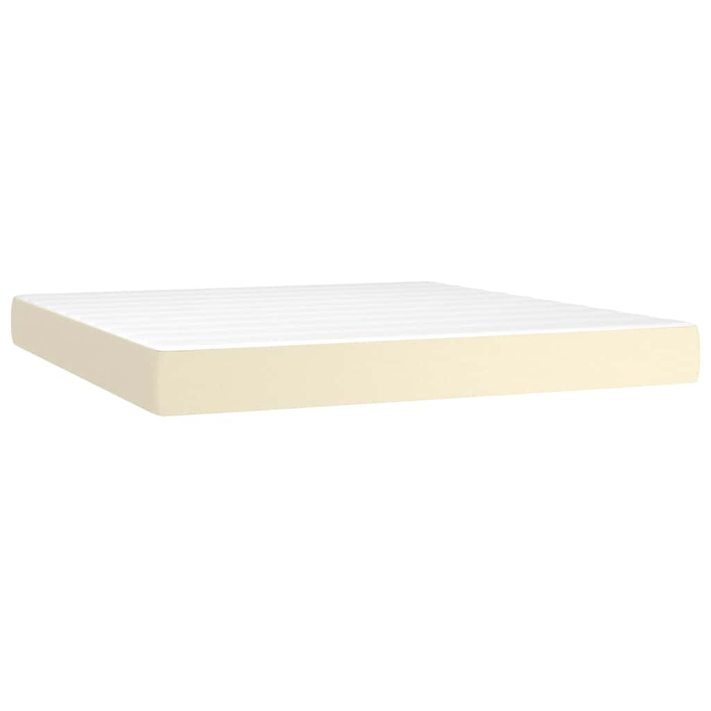 Krémszínű műbőr rugós ágy matraccal és LED-del 160x200 cm 7
