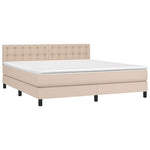 Cappuccino színű műbőr rugós ágy matraccal és LED-del 160x200cm 3