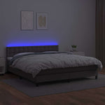 Szürke műbőr rugós ágy matraccal és LED-del 180x200 cm 4