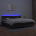 Fehér műbőr rugós ágy matraccal és LED-del 200x200 cm 4