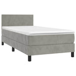 Világosszürke bársony rugós és LED-es ágy matraccal 90x190 cm 3