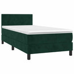 Sötétzöld bársony rugós és LED-es ágy matraccal 90x190 cm 3