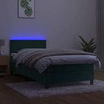 Sötétzöld bársony rugós és LED-es ágy matraccal 90x200 cm 4