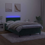 Sötétzöld bársony rugós és LED-es ágy matraccal 120x200 cm 4