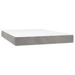 Világosszürke bársony rugós és LED-es ágy matraccal 140x190 cm 6