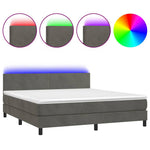 Sötétszürke bársony rugós és LED-es ágy matraccal 180x200 cm 2