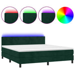 Sötétzöld bársony rugós és LED-es ágy matraccal 180x200 cm 2