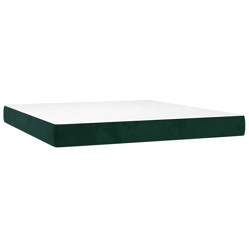 Sötétzöld bársony rugós és LED-es ágy matraccal 180x200 cm 6