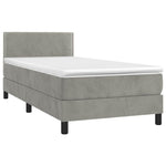 Világosszürke bársony rugós és LED-es ágy matraccal 100x200 cm 4
