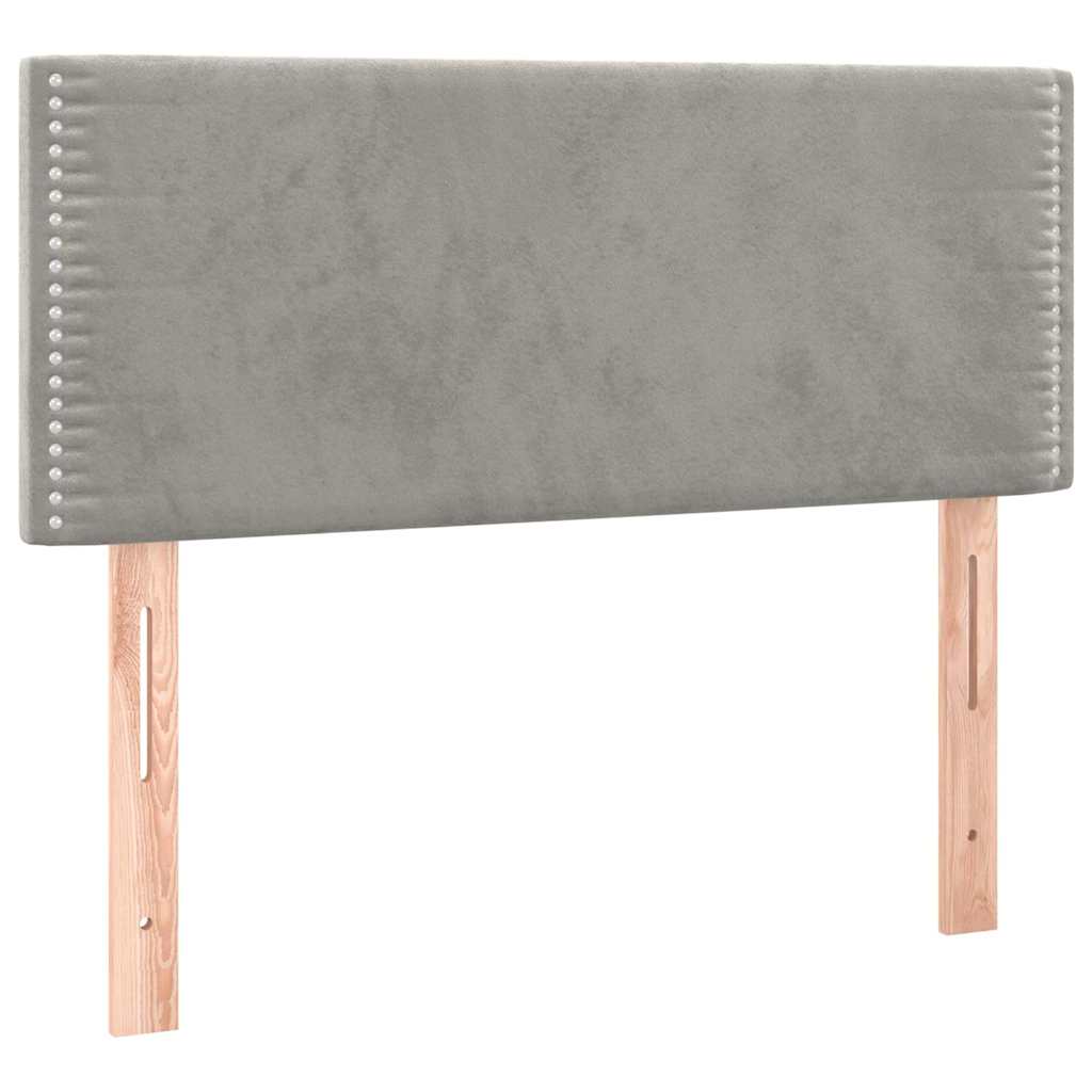 Világosszürke bársony rugós és LED-es ágy matraccal 100x200 cm 7