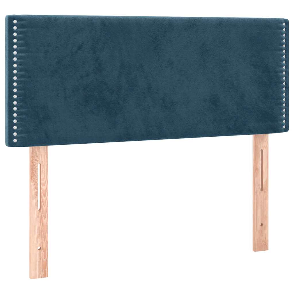 Sötétkék bársony rugós és LED-es ágy matraccal 100x200 cm 7