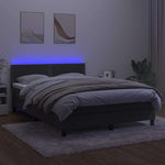 Sötétszürke bársony rugós és LED-es ágy matraccal 140x190 cm 3