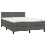 Sötétszürke bársony rugós és LED-es ágy matraccal 140x190 cm 4