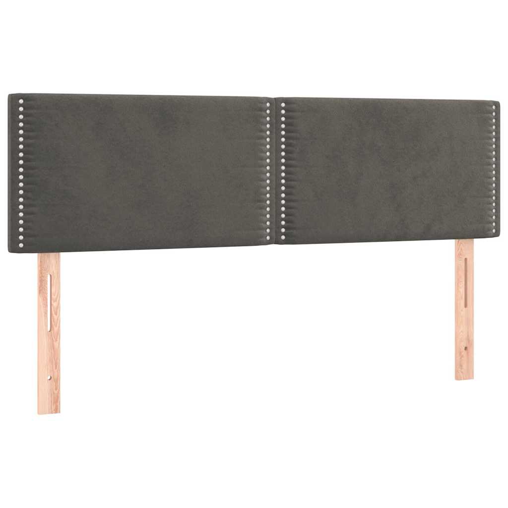 Sötétszürke bársony rugós és LED-es ágy matraccal 140x190 cm 7