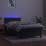 Sötétszürke bársony rugós és LED-es ágy matraccal 90x200 cm 3