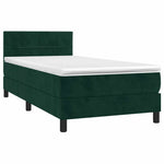 Sötétzöld bársony rugós és LED-es ágy matraccal 90x200 cm 4