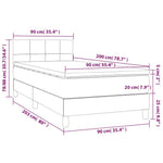 Sötétzöld bársony rugós és LED-es ágy matraccal 90x200 cm 9