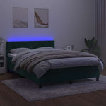 Sötétzöld bársony rugós és LED-es ágy matraccal 140x190 cm 3
