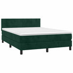 Sötétzöld bársony rugós és LED-es ágy matraccal 140x190 cm 4