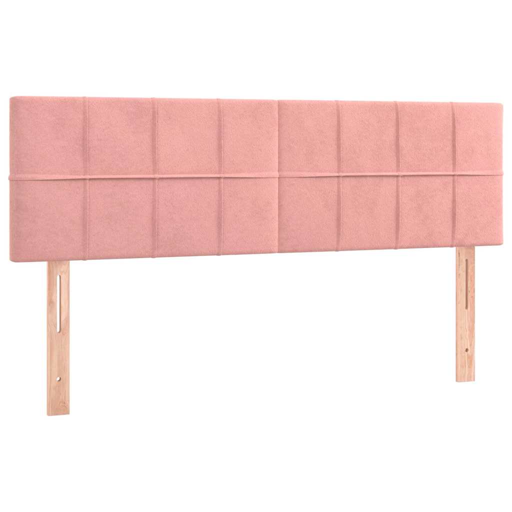 Rózsaszín bársony rugós és LED-es ágy matraccal 140x190 cm 7