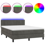 Sötétszürke bársony rugós és LED-es ágy matraccal 140x200 cm 2