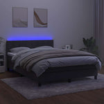 Sötétszürke bársony rugós és LED-es ágy matraccal 140x200 cm 3