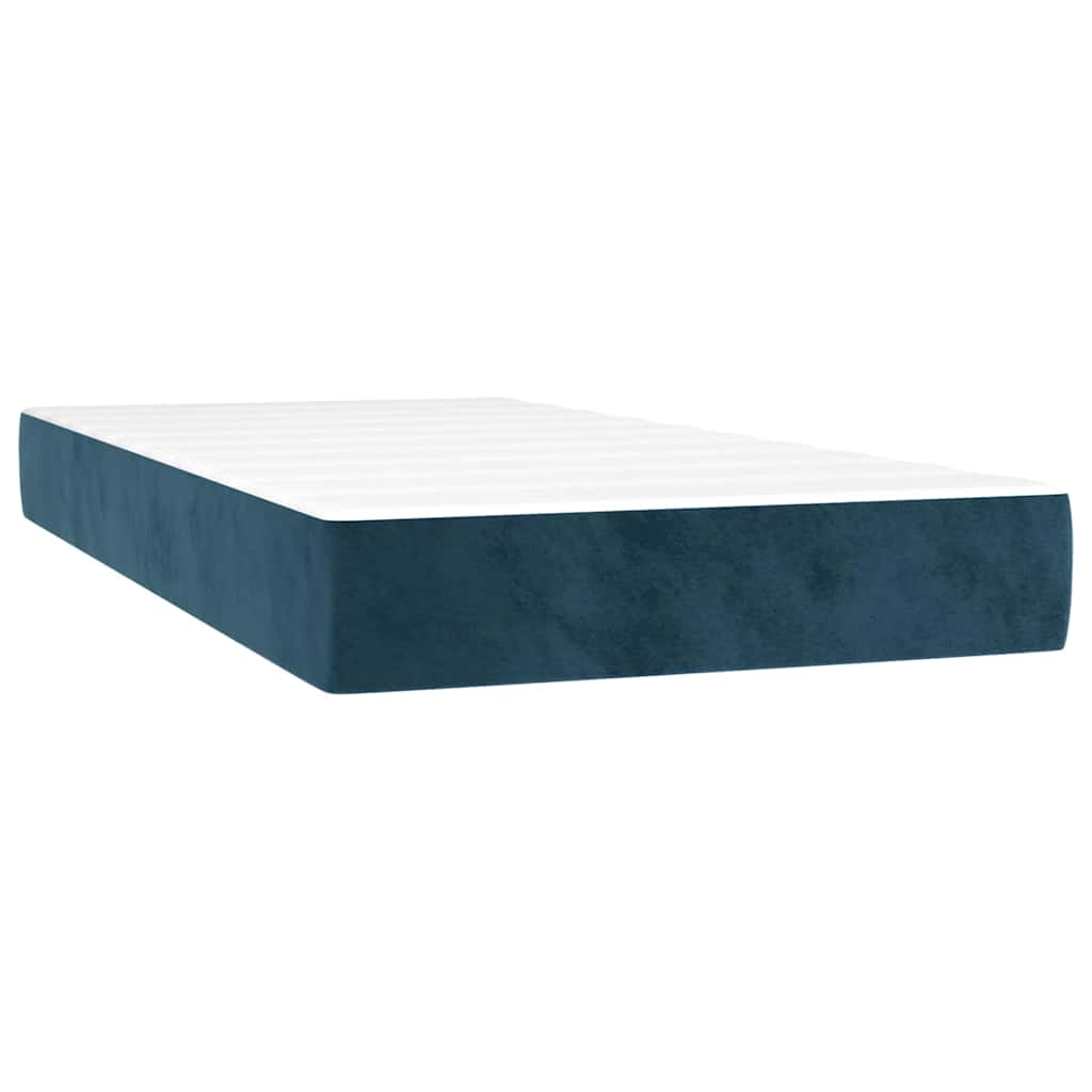 Sötétkék bársony rugós és LED-es ágy matraccal 80 x 200 cm 6