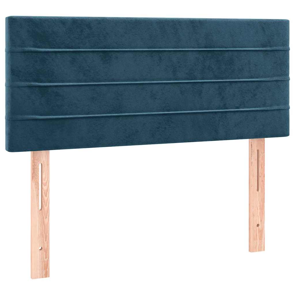 Sötétkék bársony rugós és LED-es ágy matraccal 80 x 200 cm 7