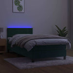 Sötétzöld bársony rugós és LED-es ágy matraccal 100x200 cm 4