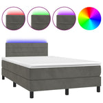 Sötétszürke bársony rugós és LED-es ágy matraccal 120x200 cm 2