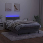 Sötétszürke bársony rugós és LED-es ágy matraccal 120x200 cm 4