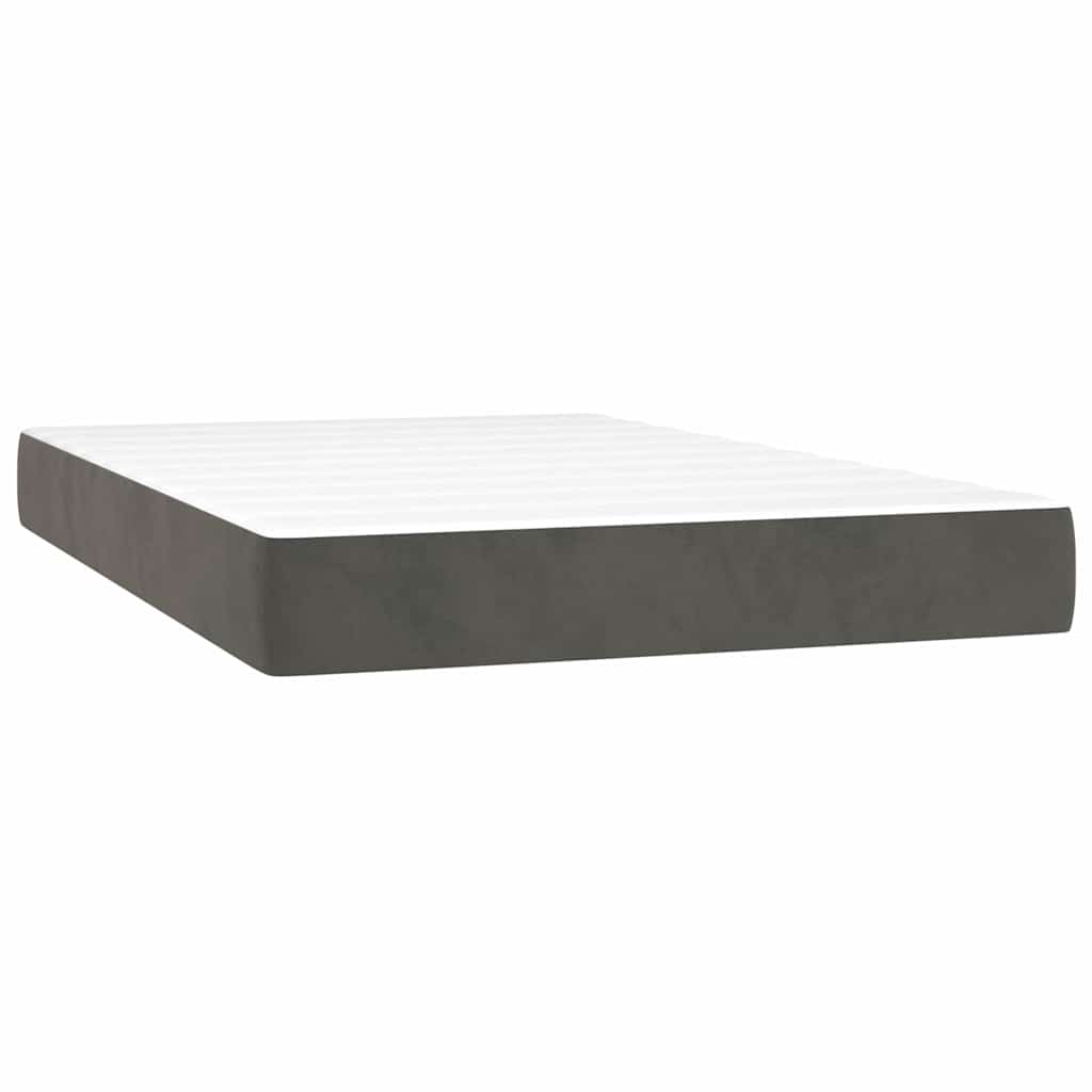 Sötétszürke bársony rugós és LED-es ágy matraccal 120x200 cm 6