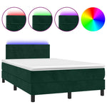 Sötétzöld bársony rugós és LED-es ágy matraccal 120x200 cm 2