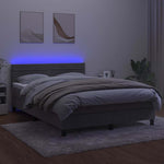 Világosszürke bársony rugós és LED-es ágy matraccal 140x190 cm 4