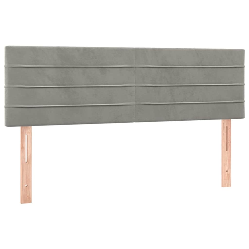 Világosszürke bársony rugós és LED-es ágy matraccal 140x190 cm 7