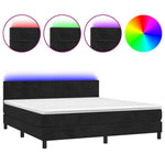 Fekete bársony rugós és LED-es ágy matraccal 160x200 cm 2