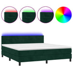 Sötétzöld bársony rugós és LED-es ágy matraccal 180x200 cm 2