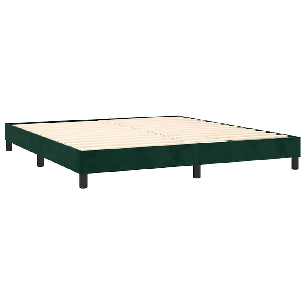 Sötétzöld bársony rugós és LED-es ágy matraccal 180x200 cm 5