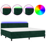 Sötétzöld bársony rugós és LED-es ágy matraccal 200x200 cm 2