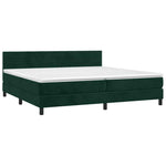 Sötétzöld bársony rugós és LED-es ágy matraccal 200x200 cm 3