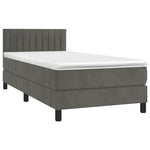 Sötétszürke bársony rugós és LED-es ágy matraccal 80 x 200 cm 3
