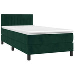 Sötétzöld bársony rugós és LED-es ágy matraccal 80 x 200 cm 3
