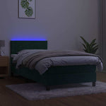 Sötétzöld bársony rugós és LED-es ágy matraccal 80 x 200 cm 4